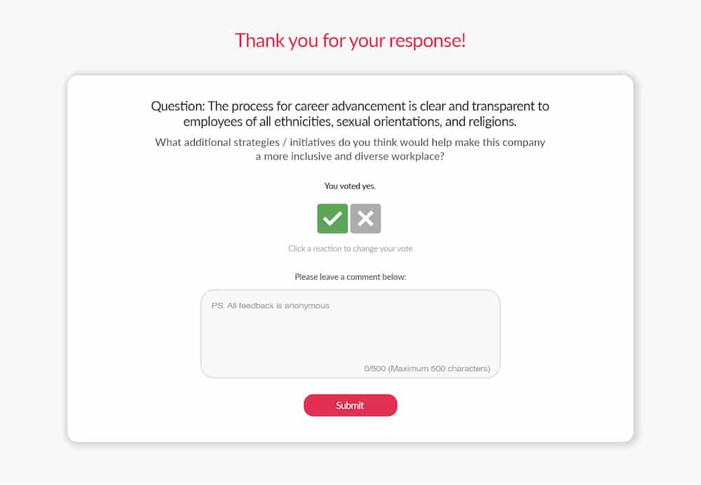 sample email message with embedded pulse survey - internal communications survey trend