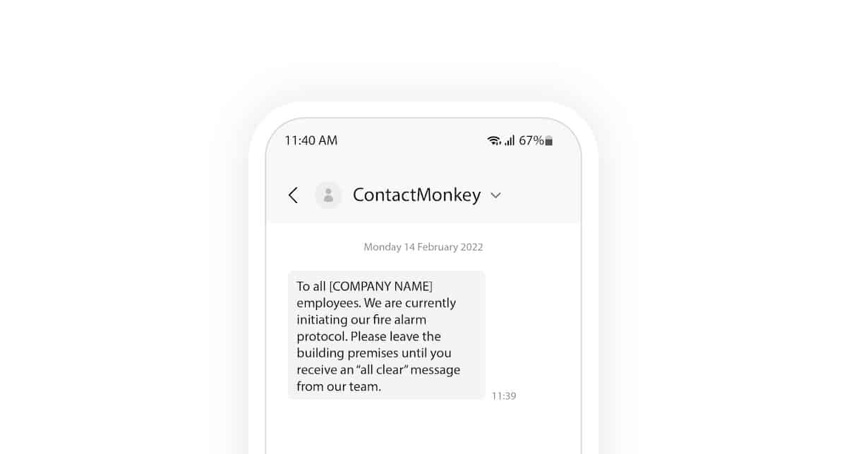 sms text messaging internal communications template security update